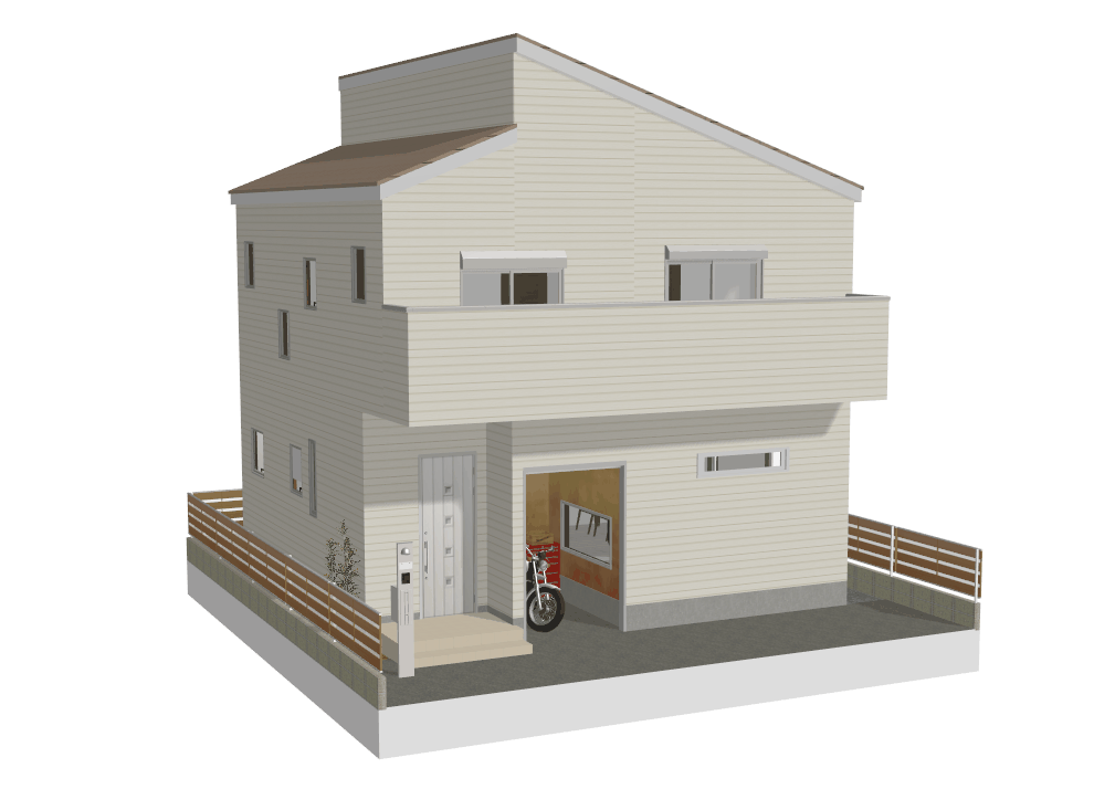 4LDK+ミニインナーガレージ　　2階建てモデルプラン